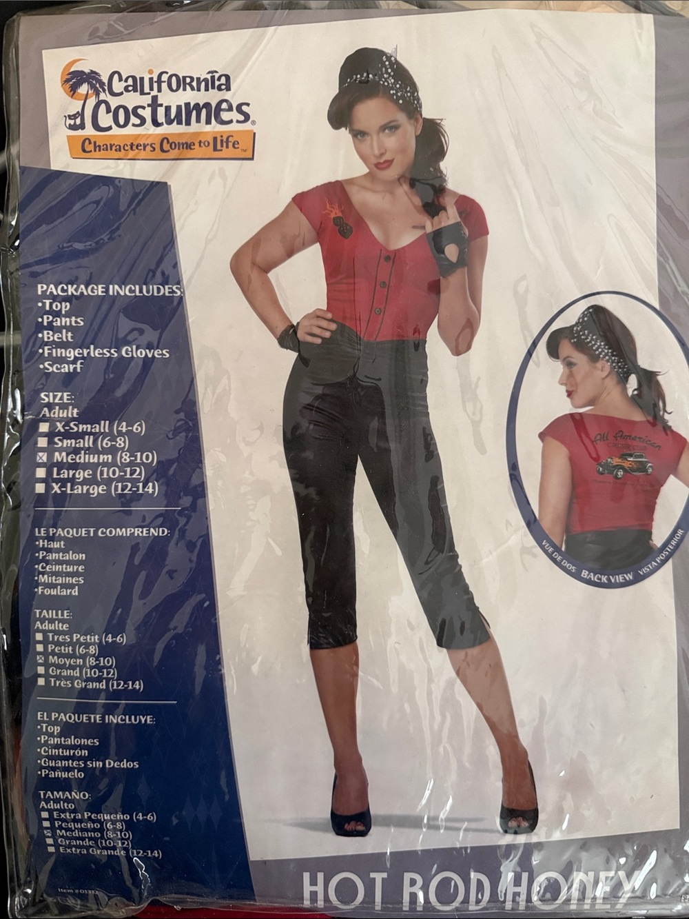 Women’s California Hot Rod Honey Costume Faux Leather Moto Jacket with Belt